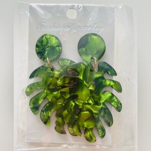 Green Leaf Statement Earrings